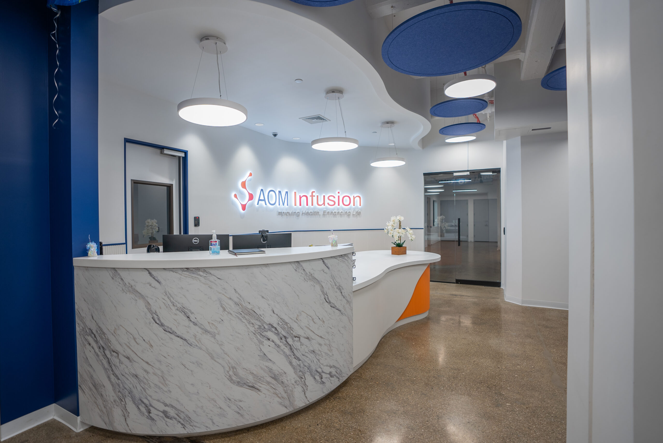 AOM Infusion reception area in Brooklyn, NY